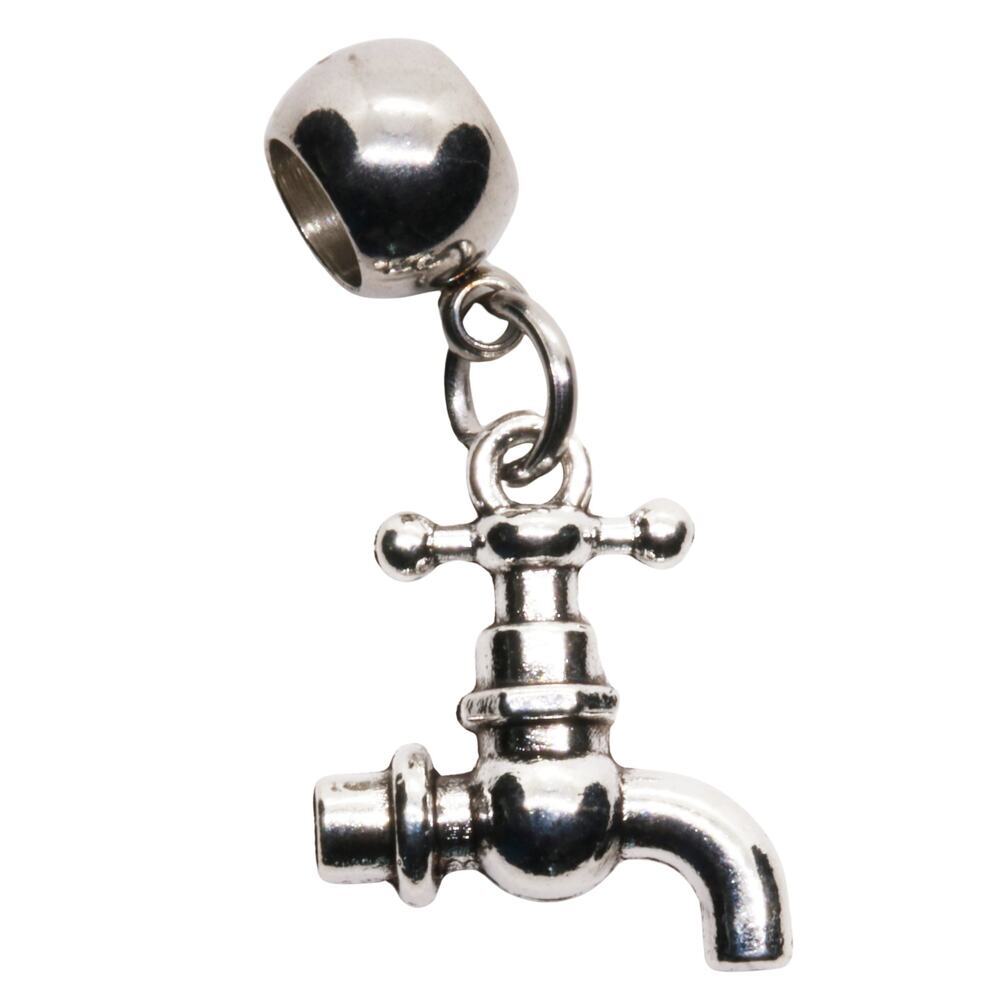Faucet Metal Alloy Charm with Stainless Steel Connector Bead for Plumbing Fans